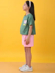 Anthrilo Girls Printed T-shirt With Shorts