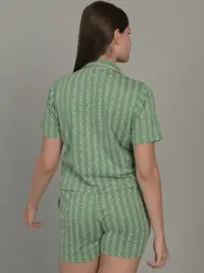 MAYSIXTY Geometric Printed Pure Cotton Night Suit