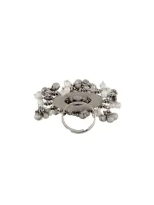 TEEJH Vidarbha Silver-Plated Oxidised Necklace and Earring