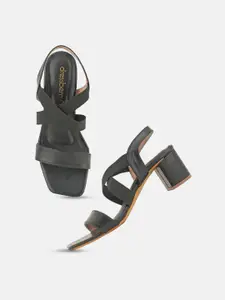 DressBerry Black Open Toe Block Heels