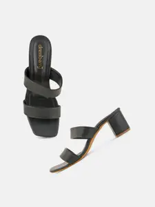 DressBerry Black Strappy Block Heels