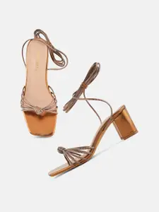 DressBerry Copper Toned Block Heeled Gladiators