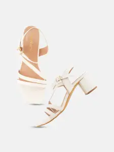 DressBerry White Strappy Block Heels