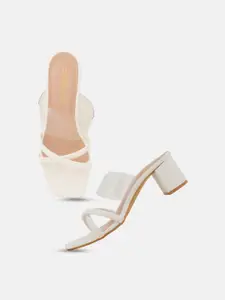 DressBerry White Strappy Block Heels