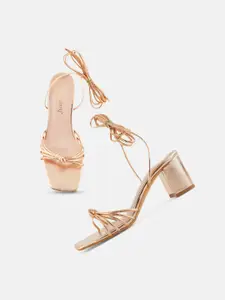 DressBerry Rose Gold Toned Block Heeled Gladiators