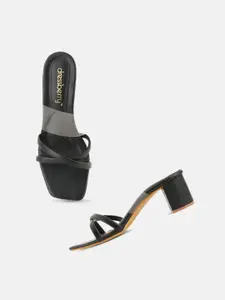 DressBerry Black Strappy Block Heels