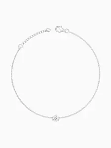 GIVA Rhodium-Plated 925 Sterling Silver Stone Studded Anklet