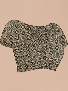 Anouk Beige Polka Dot Printed Satin Saree