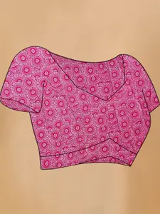 Anouk Pink Floral Printed Satin Saree