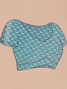 Anouk Geometric Printed Zari Pure Linen Tussar Saree