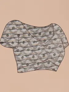 Anouk Floral Printed Pure Linen Tussar Saree