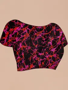 Anouk Striped Printed Satin Saree