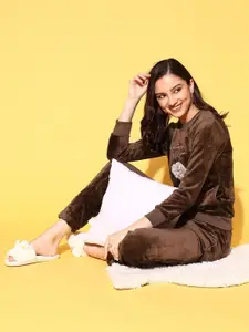 Sweet Dreams Embroidered Round Neck Night suit