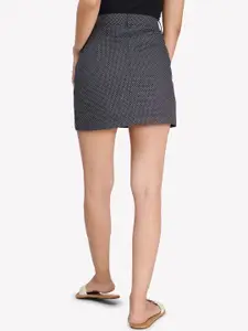 VASTRADO Polka Dot Printed Pure Cotton A-Line Mini Skirt