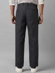 Louis Philippe Men Textured Slim Fit Pure Linen Formal Trousers