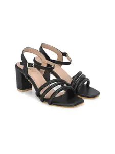 DressBerry Black Strappy Block Heels