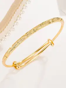 MYKI Women Cubic Zirconia Gold-Plated Stainless Steel Kada Bracelet