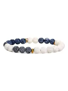 MEENAZ Men Stainless Steel Beaded Elasticated Bracelet
