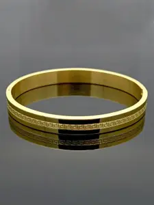 MEENAZ Men Set of 3 Silver-Plated Stainless Steel Kada Bracelets