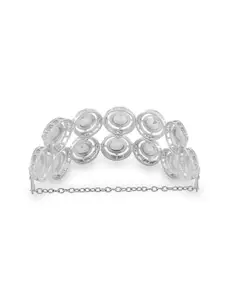 AMI Silver-Plated Austrian Diamonds Studded Wraparound Bracelet