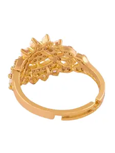 AMI Gold-Plated CZ-Studded Finger Ring