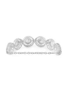 AMI Silver-Plated Austrian Diamonds Studded Wraparound Bracelet