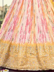 FABPIXEL Printed Sequinned Semi-Stitched Lehenga & Unstitched Blouse With Dupatta