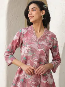 JISORA Printed V-Neck Pure Cotton Top With Trousers Co-Ords