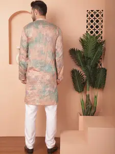 Jompers Tie & Dye Printed Regular Sequinned Straight Kurta With Pyjamas