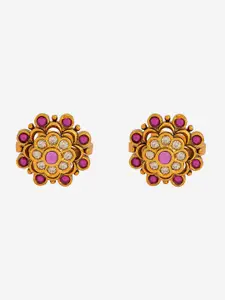 Kushal's Fashion Jewellery Set Of 2 Gold-Plated & Stone Studded Toe Rings