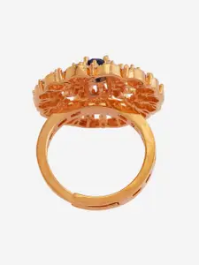 Kushal's Fashion Jewellery Rose Gold-Plated Zircon-Embellished Bridal Adjustable Ring