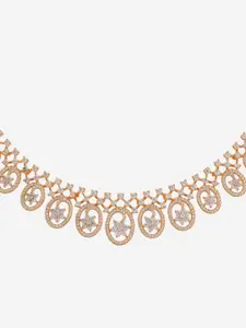 Kushal's Fashion Jewellery Copper Gold-Plated Cubic Zirconia Studded Necklace