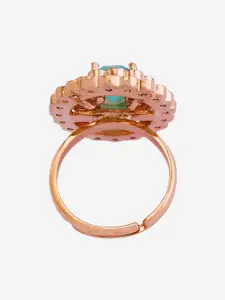 Kushal's Fashion Jewellery Rhodium-Embellished Bridal Zircon Adjustable Finger Ring