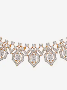 Kushal's Fashion Jewellery Copper Rhodium-Plated Cubic Zirconia Studded Necklace