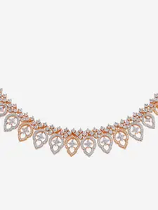 Kushal's Fashion Jewellery Copper Rhodium-Plated Cubic Zirconia Studded Necklace