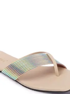 DressBerry Cream Coloured Strappy Open Toe Flats