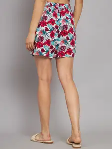 NoBarr Women Floral Printed Mid-Rise Shorts