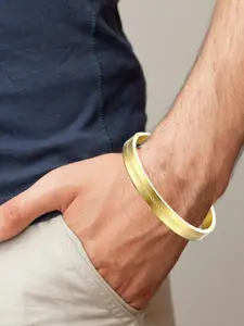 MEENAZ Men Set Of 3 Antique Silver-Plated Kada Bracelet