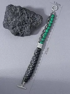 MEENAZ American Diamond Oxidised Silver-Plated Multistrand Bracelet