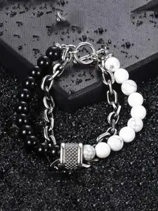 MEENAZ Men Oxidised Silver-Plated Multistrand Bracelet