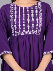 NEW4U Ethnic Motifs Embroidered  Mirror Work A-Line Kurta