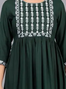 NEW4U Ethnic Motifs Embroidered  Mirror Work A-Line Kurta