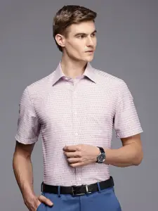 Louis Philippe Pure Cotton Classic Fit Self Design Opaque Formal Shirt