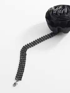 MANGO Artificial Stone Studded Choker Necklace with Flower Detail