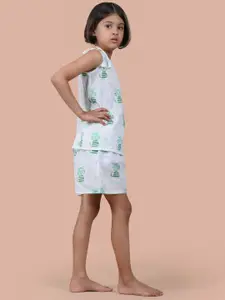 BAESD Girls Graphic Printed Shoulder Straps Pure Cotton Night suit