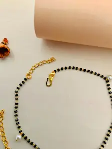 Sangria Gold Toned Set Of 2 Gold-Plated Beaded Anklets