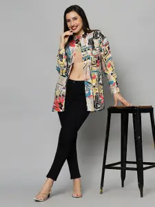 DressBerry Beige Original Floral Printed Spread Collar Pure Cotton Casual Shirt