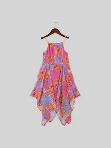 INCLUD Girls Floral Printed Shoulder Straps Asymmetric Maxi Dress