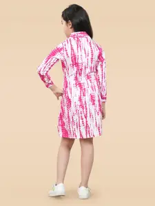 BAESD Girls Abstract Printed Shirt Collar A-Line Holi Dress