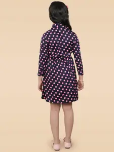 BAESD Polka Dot Print Crepe Shirt Style Dress